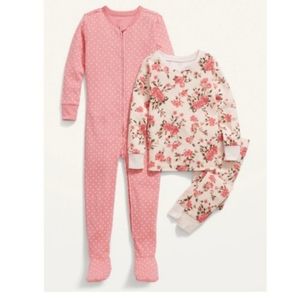 NWT Old Navy 3-Piece Pajama Set for Toddler & Baby Pink Dot 4T